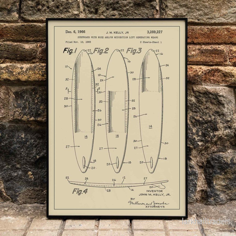 Surfbrädepatent Poster Surfbrädepatent Poster