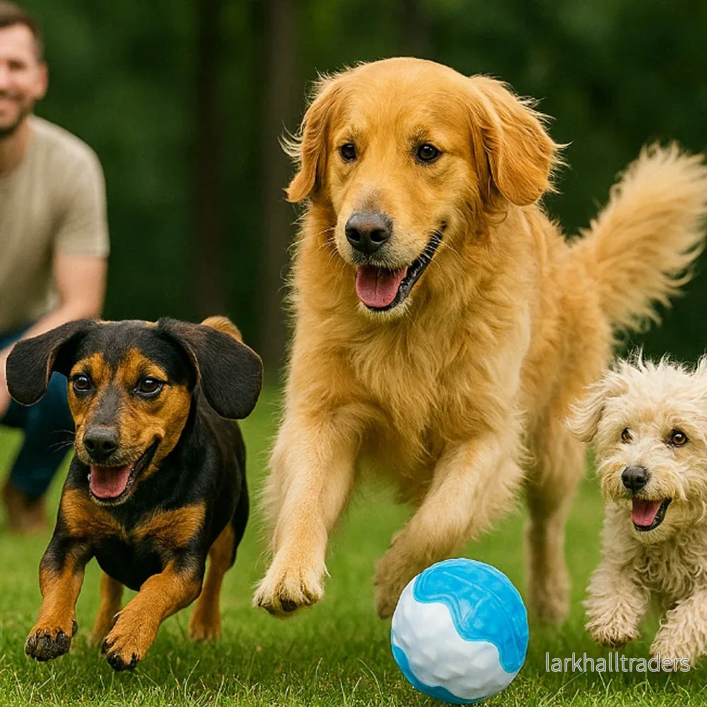 Elastisk hundboll, orange eller blå – rolig och tuggvänlig boll för aktiva hundar - Bild 3