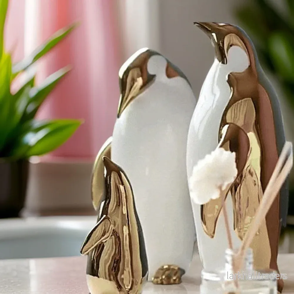 GuldPingu Skulptur – Exklusiv Keramisk Pingvinfigur i Modern Design - Bild 2