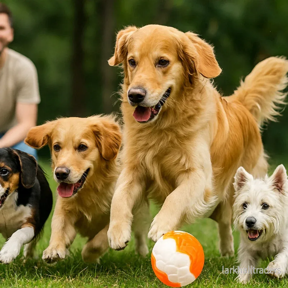 Elastisk hundboll, orange eller blå – rolig och tuggvänlig boll för aktiva hundar - Bild 2