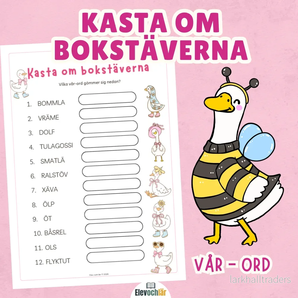 Kasta om bokstäverna. Vår-ord + facit Kasta om bokstäverna. Vår-ord + facit