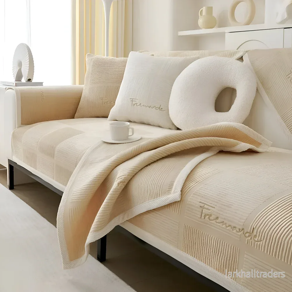 NordicHold Plush – Tjockt Antislipp Sofföverdrag i Elegant Polyesterdesign - Bild 3