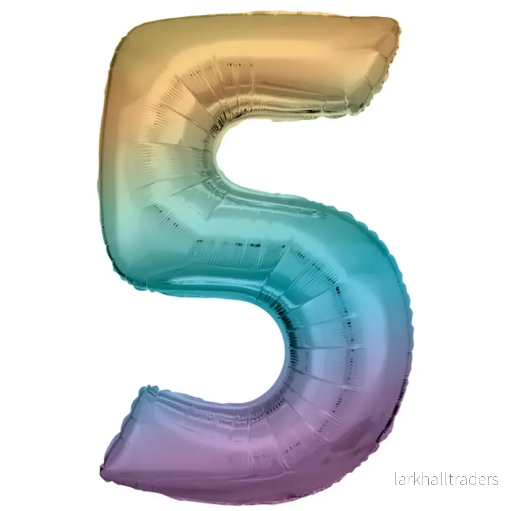 Folieballong siffra, 5 pastell 86 cm Folieballong siffra, 5 pastell 86 cm