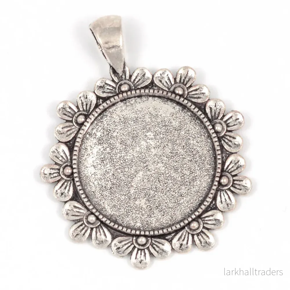 Ramberlock med blommor, antiksilver, 25mm