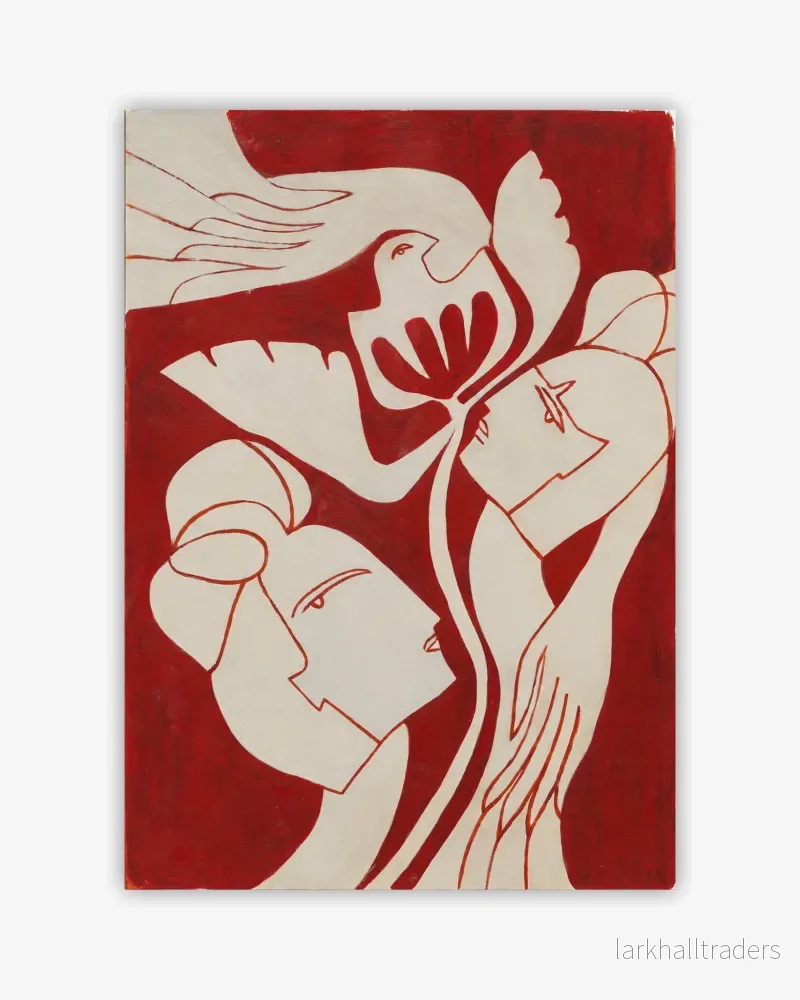 Sisterhood – Original Akryl- & oljepastellmålning, Lerröd & Beige