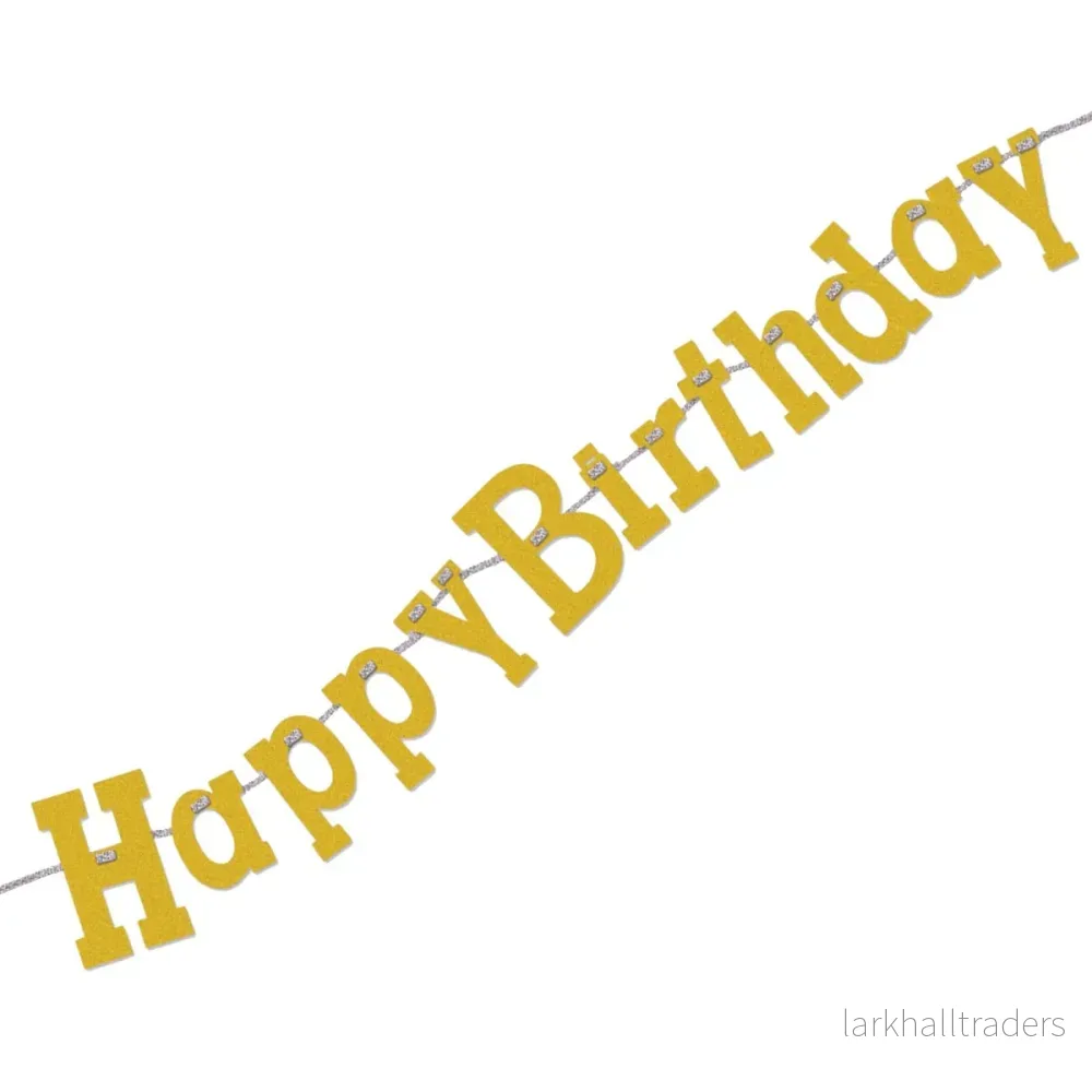 Girlang, happy birthday guld 320 cm Girlang, happy birthday guld 320 cm