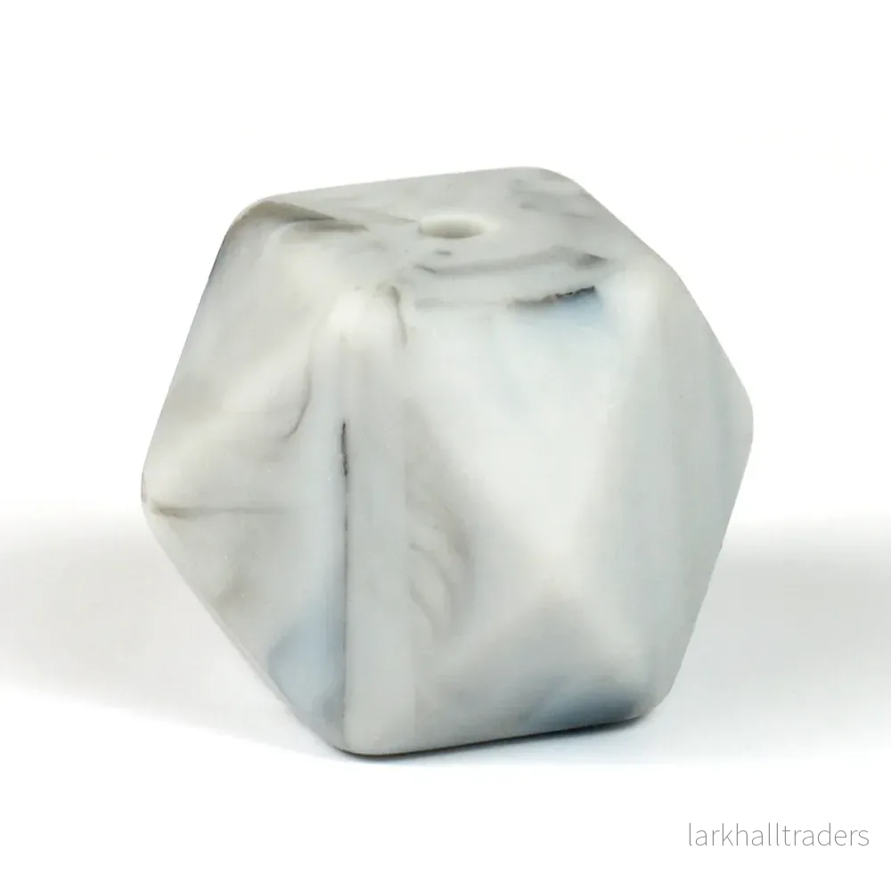 Kantig silikonpärla, marmor, 18mm Kantig silikonpärla, marmor, 18mm