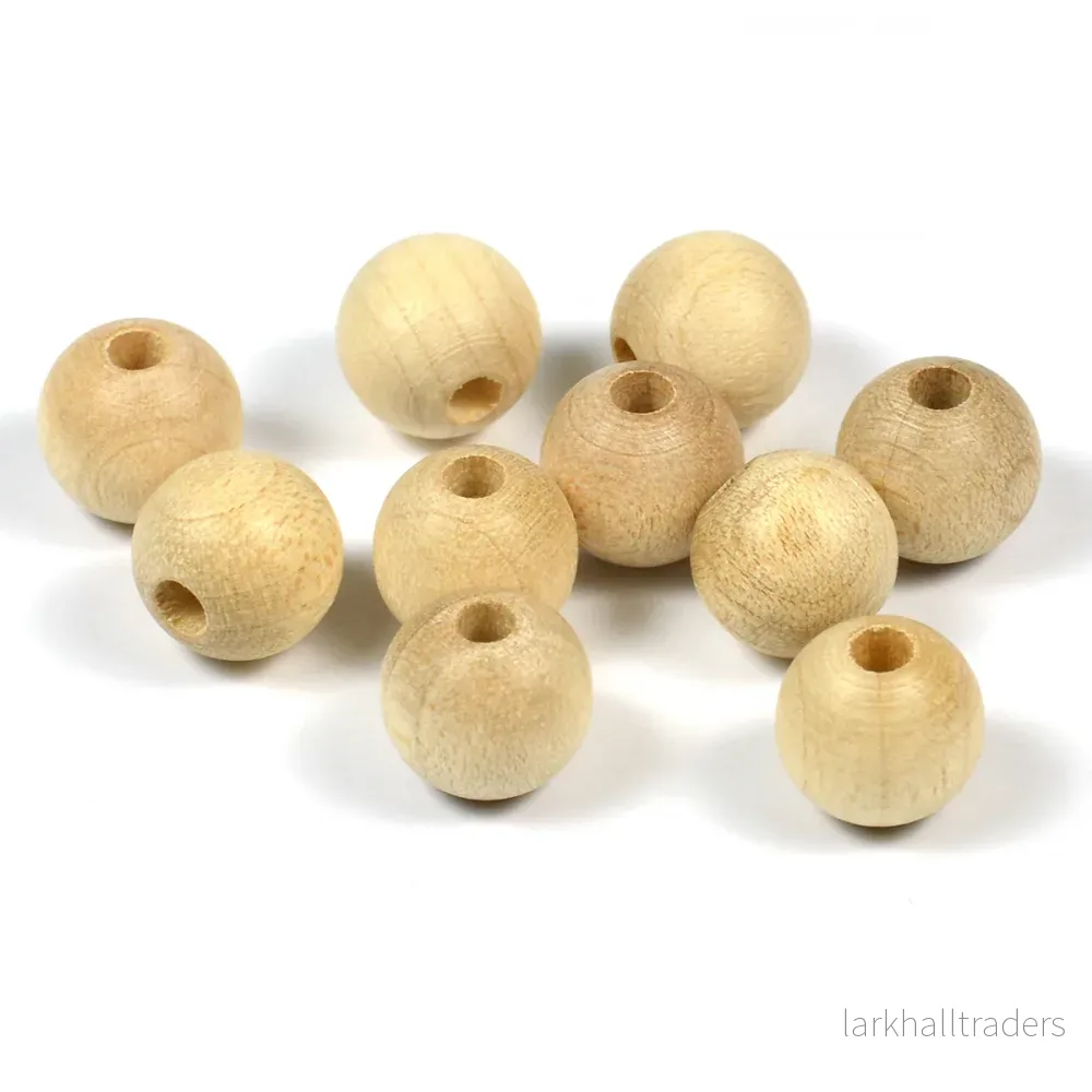 Träpärlor, 10mm, obehandlade, 50st