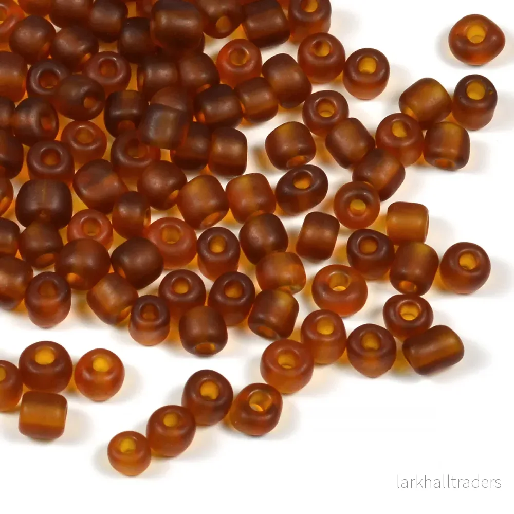 Seed Beads, 4mm, frostad-transparent brun, 30g Seed Beads, 4mm, frostad-transparent brun, 30g
