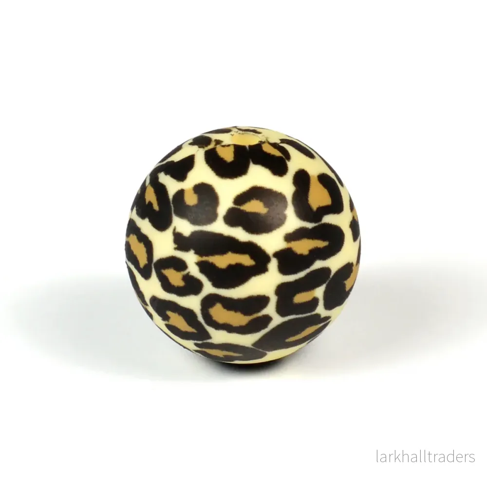 Silikonpärlor, leopard, 19mm