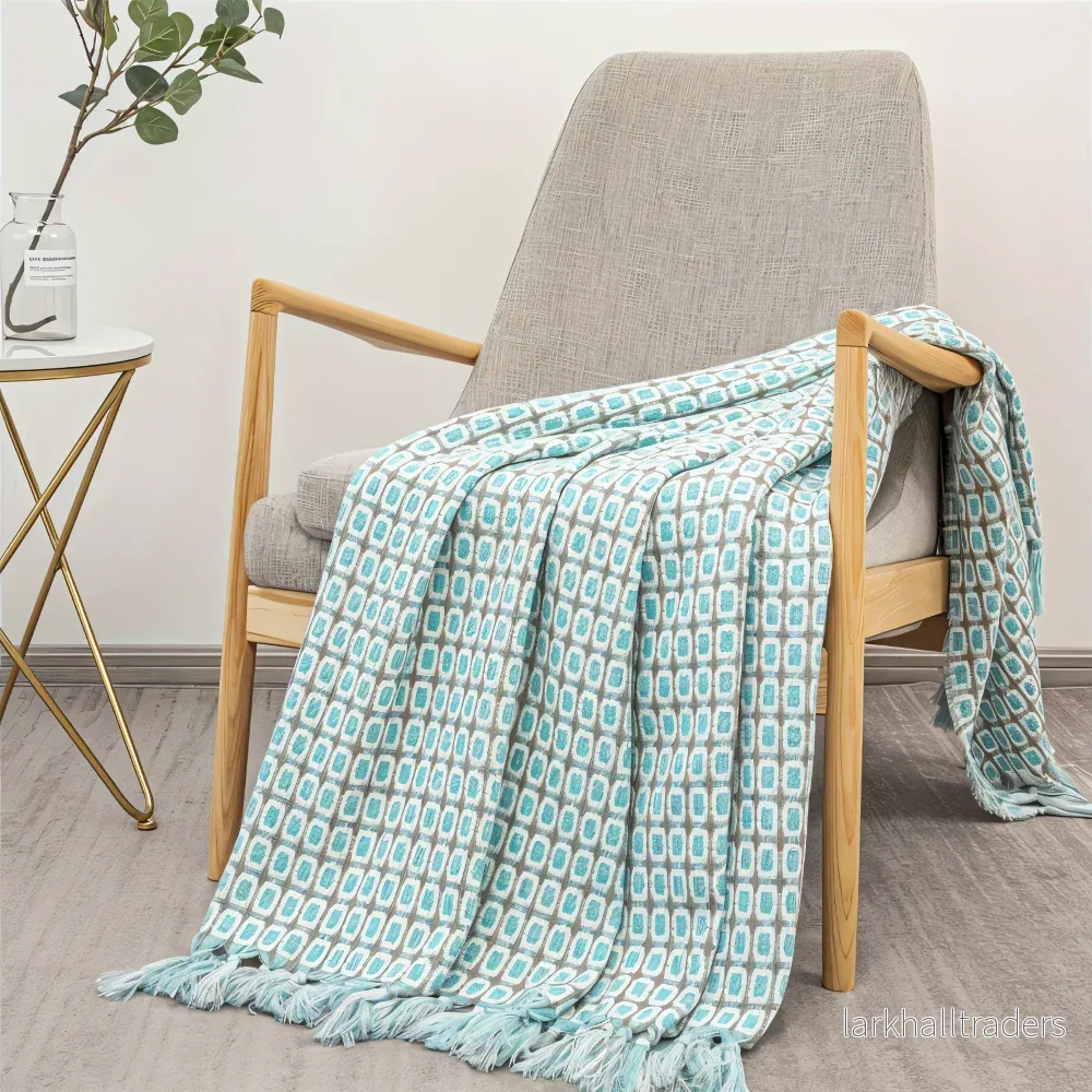PeaKnit Aura – Färgstark Fransad Fleecefilt i Vintage-Design - Bild 3