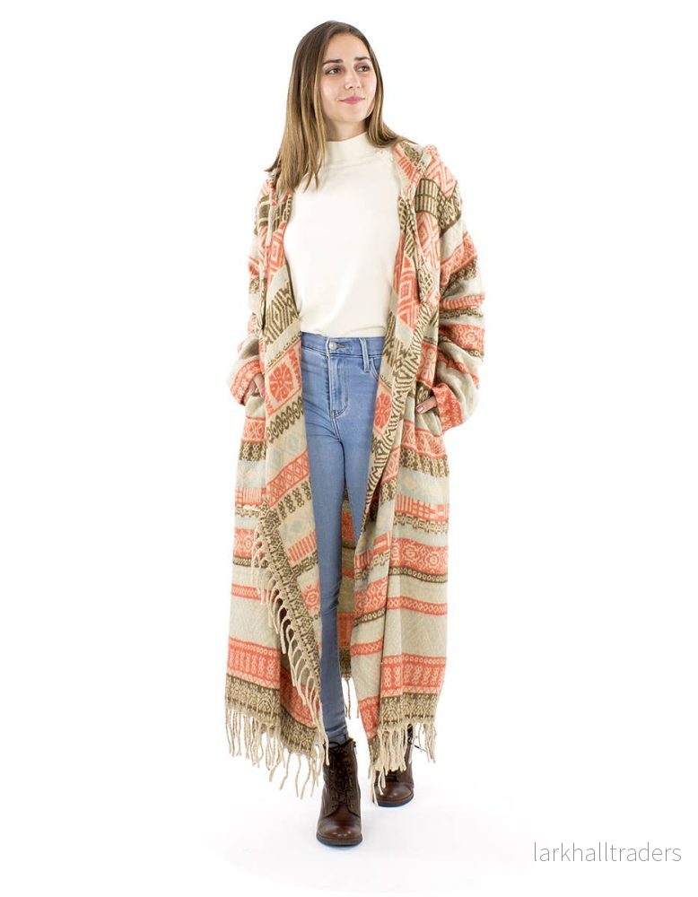 Ponchokappa med fransar Sand & Coral Ponchokappa med fransar Sand & Coral
