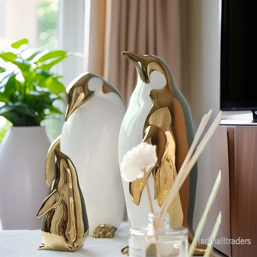 GuldPingu Skulptur – Exklusiv Keramisk Pingvinfigur i Modern Design GuldPingu Skulptur – Exklusiv Keramisk Pingvinfigur i Modern Design