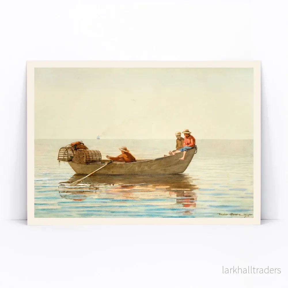 Tre pojkar i en dory med hummerburar Poster - Bild 3