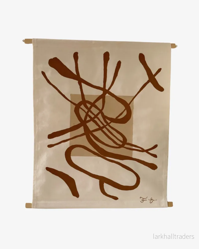 Textilkonst Original - Basic shapes ochre + beige Liten.