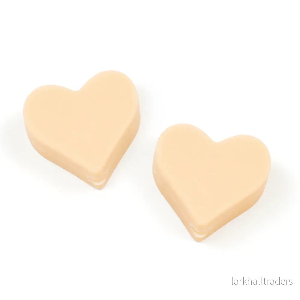 Motivpärla i silikon, litet hjärta, ljus apricot, 2-pack
