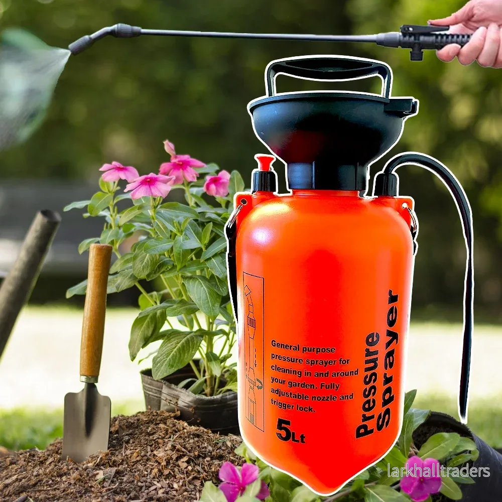 Tryckspruta 5 liter med pump – orange, vit och gul – Tryckspruta 5 liter med pump – orange, vit och gul –