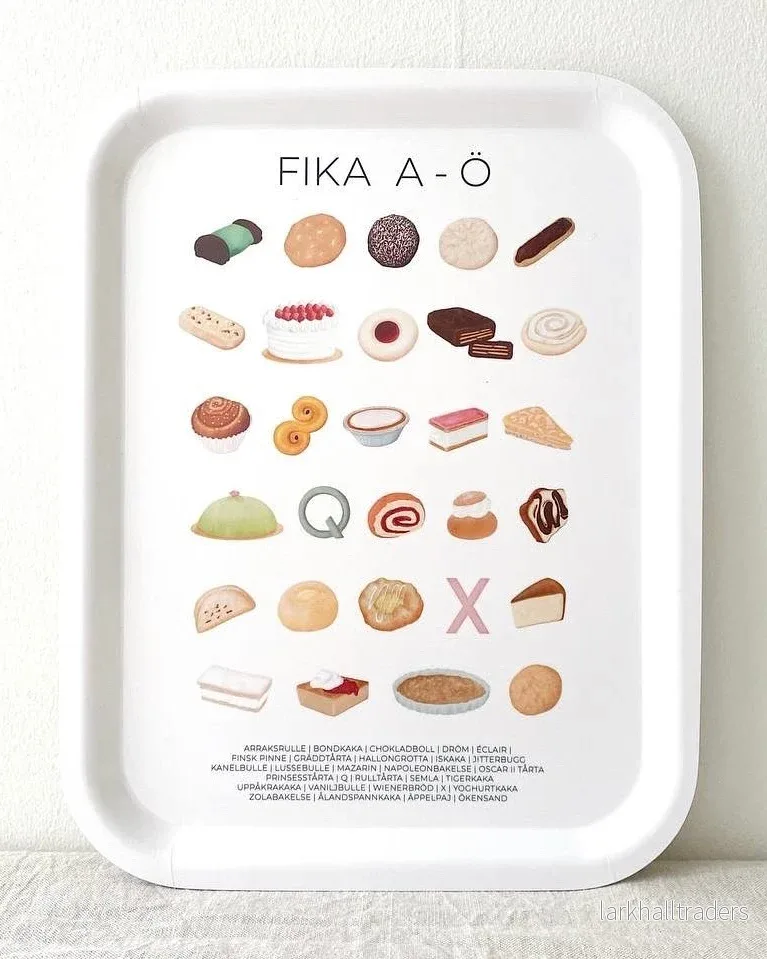 Swedish Fika ABC rektangulär bricka - FIKA A-Ö
