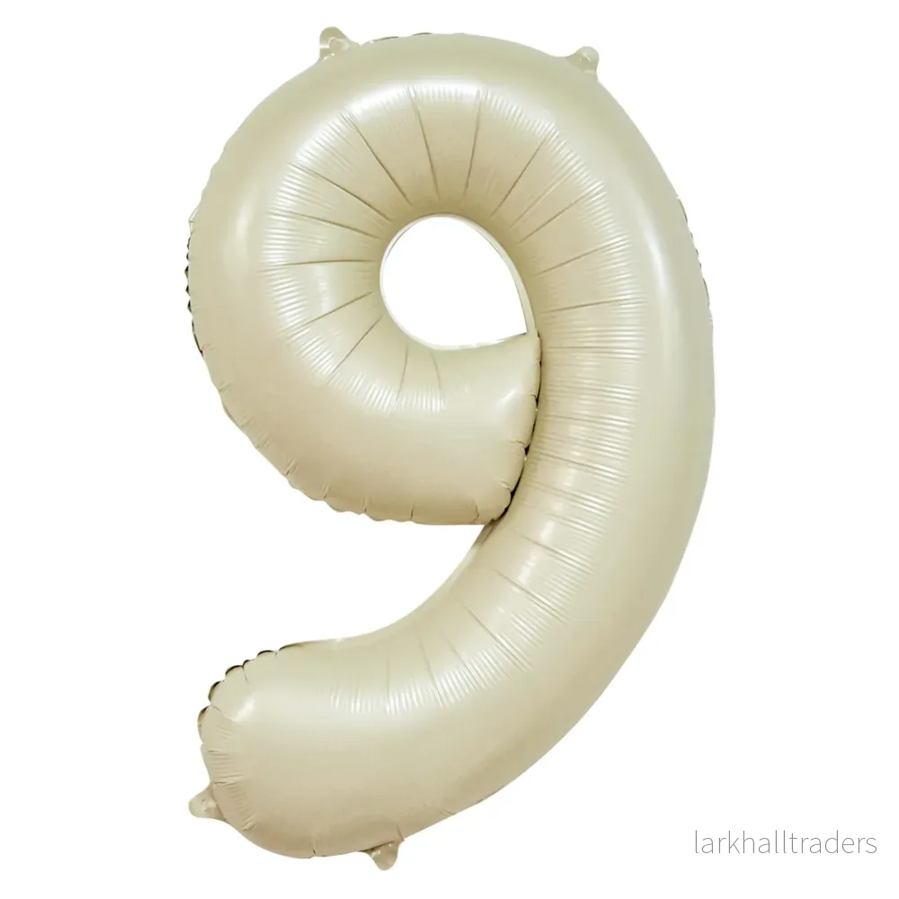 Folieballong, siffra 9 krämvit 86 cm Folieballong, siffra 9 krämvit 86 cm