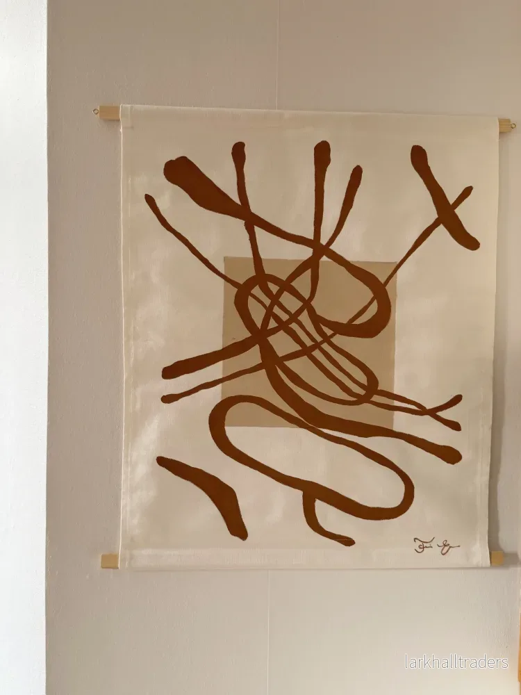 Textilkonst Original - Basic shapes ochre + beige Liten. - Bild 2