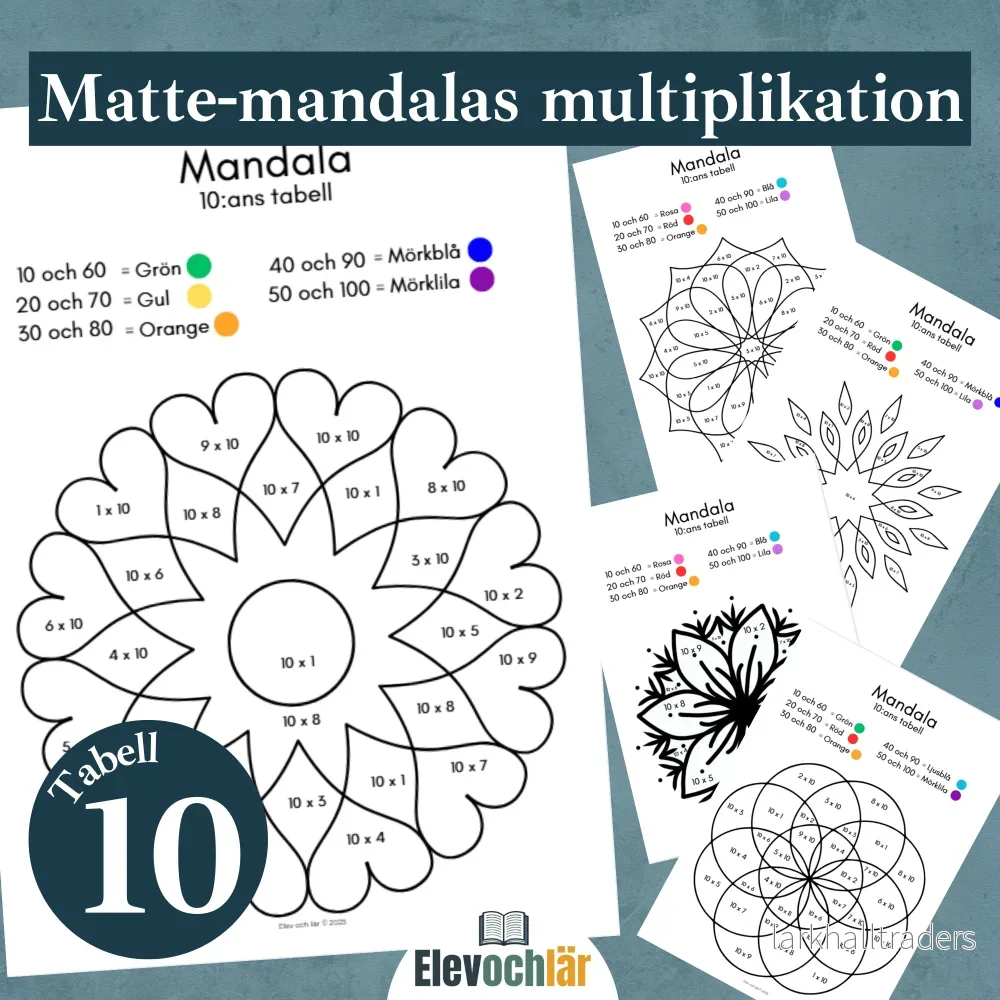 Matte-mandalas 10:ans multiplikationstabell Matte-mandalas 10:ans multiplikationstabell