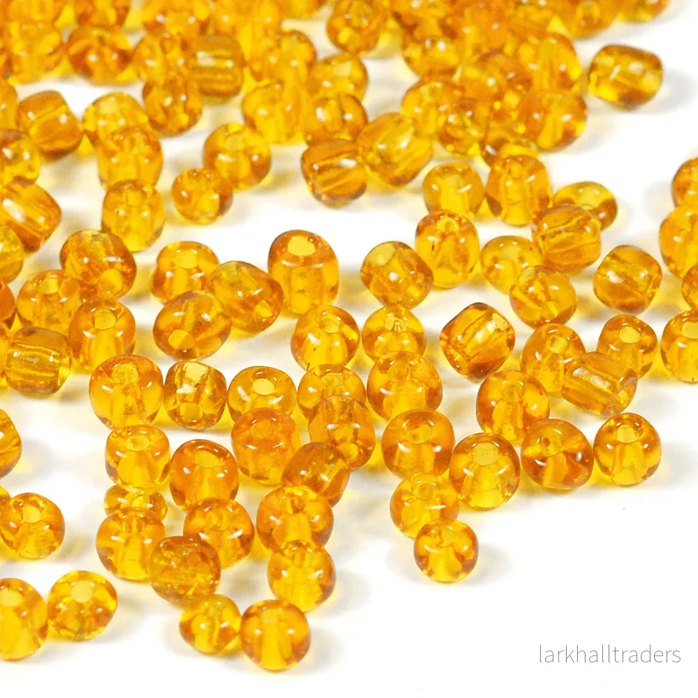 Seed Beads, 4mm, transparent bärnsten, 30g