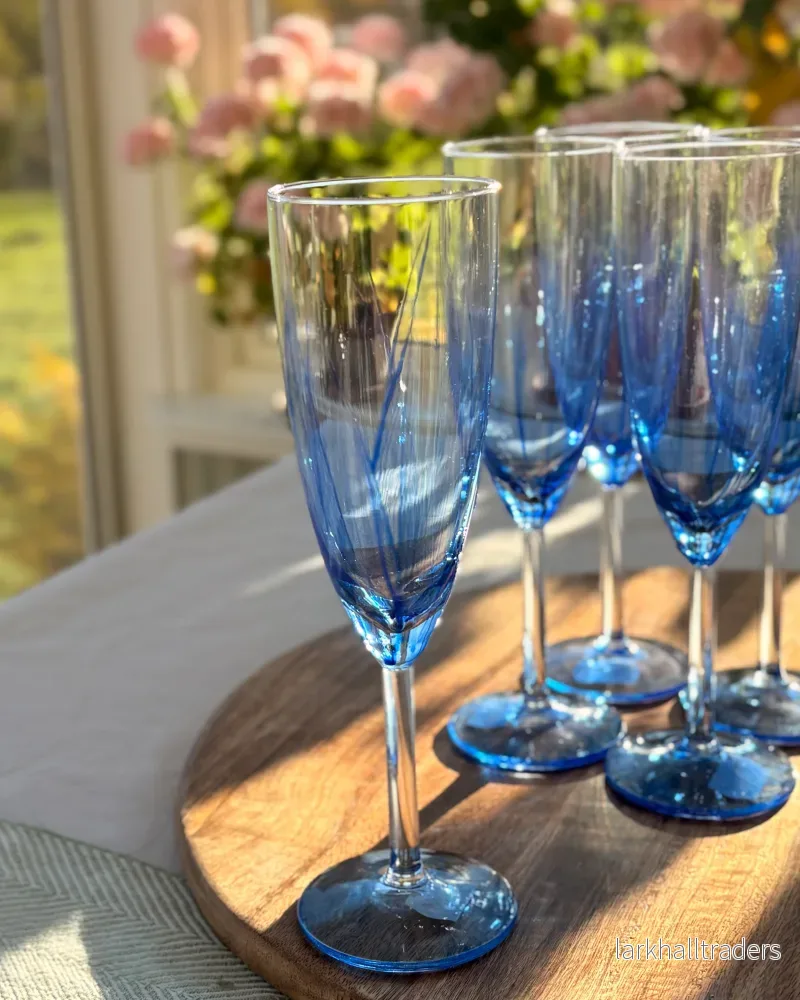 Handmålade Blå Glas (2-pack)