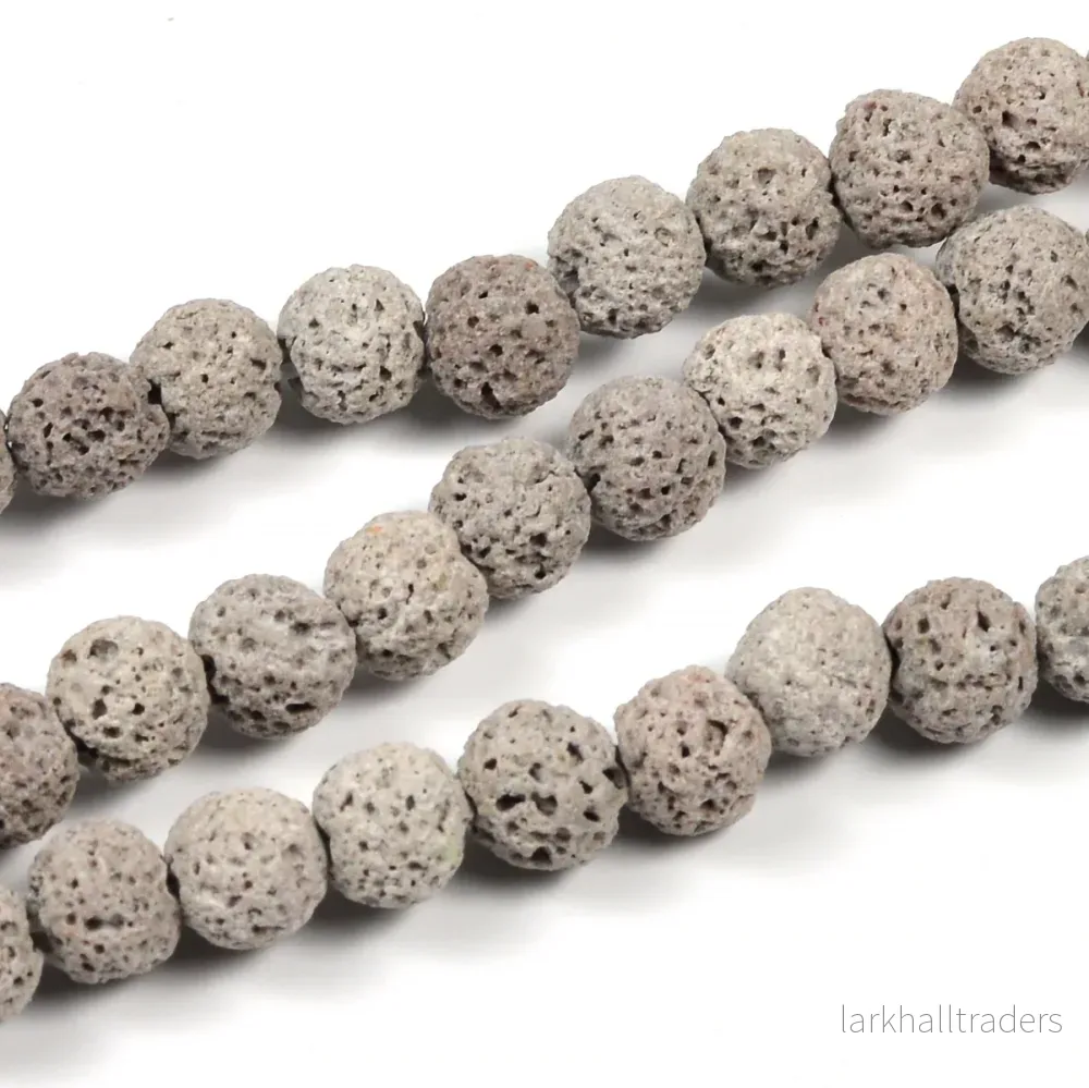 Lava pärlor, ljusgrå, 6mm Lava pärlor, ljusgrå, 6mm