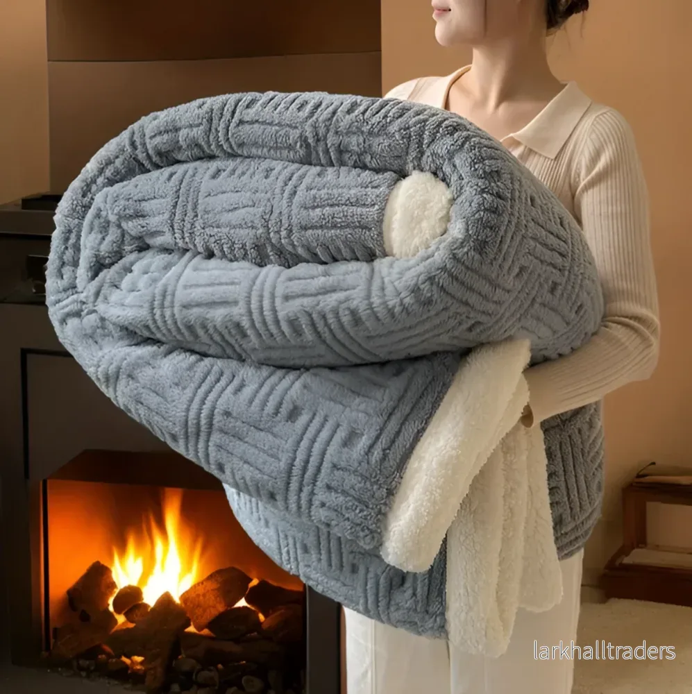 FrostMelt DuoBlanket – Dubbelsidig Fluffy Pläd med Geometriskt Mönster - Bild 2