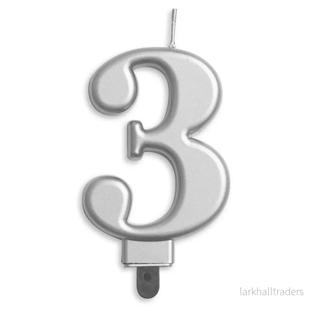 Sifferljus, 3 silver metallic