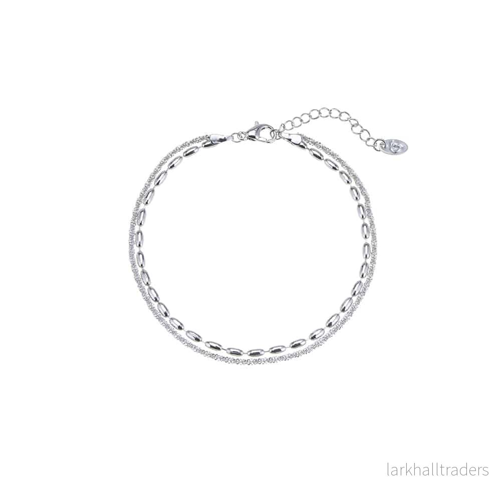 Halsband, silverfärgad, dubbel, justerbar Halsband, silverfärgad, dubbel, justerbar