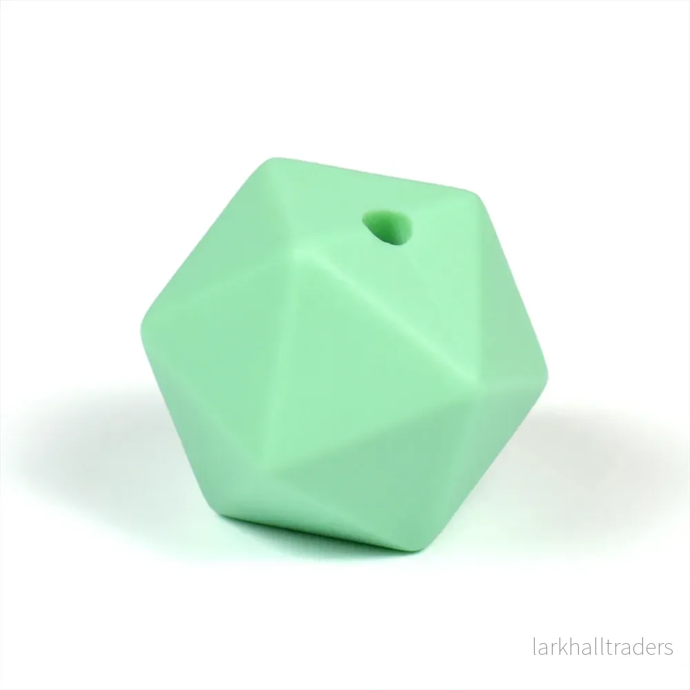 Kantig silikonpärla, mint, 16mm