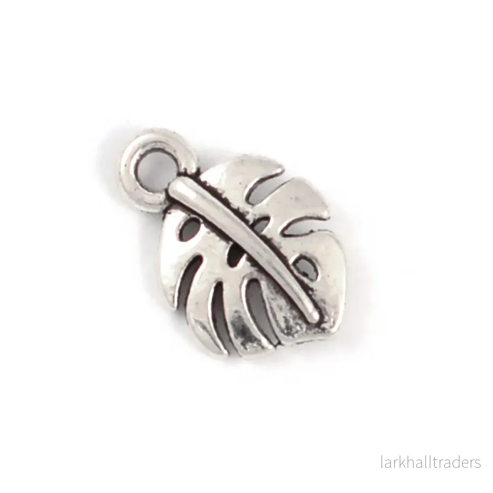 Berlock monstera blad, antiksilver, 10mm, 10st Berlock monstera blad, antiksilver, 10mm, 10st