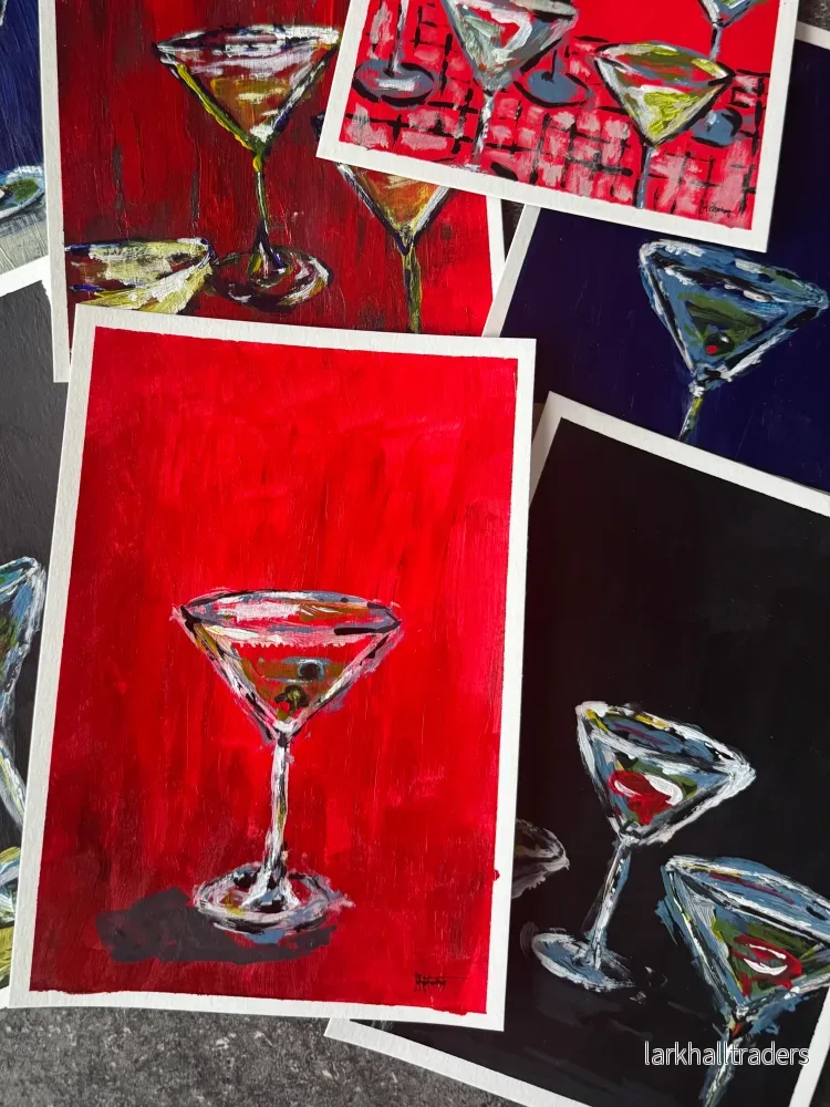 "Three Martinis" - Original Målning - Bild 3