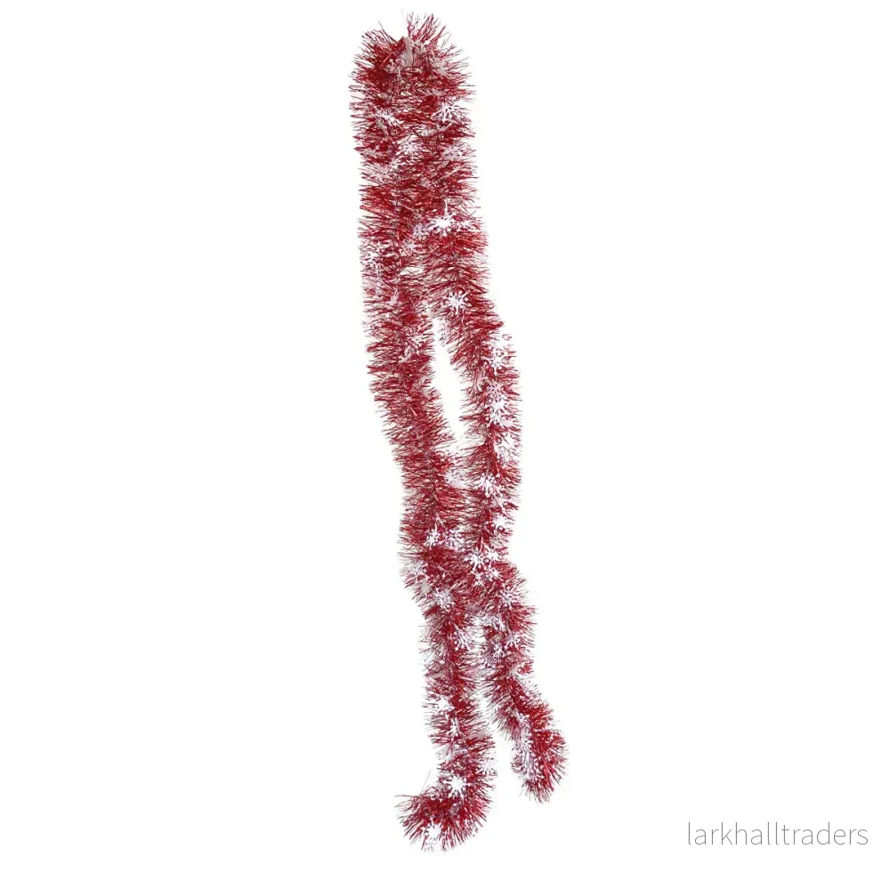 Glittergirlang, röd/vit snöflingor 90 mm 2 m - Bild 2