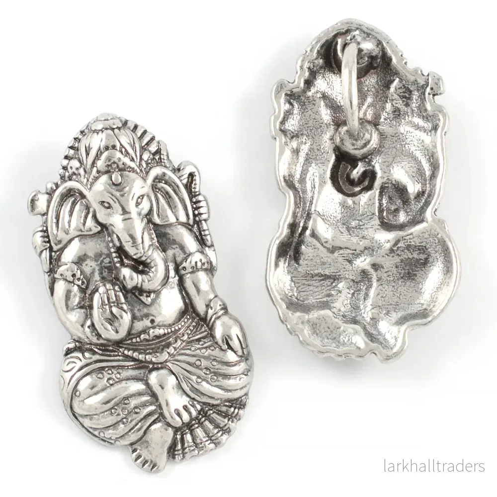Stor berlock / hänge, Ganesha, antiksilver, 24x43mm, 1st - Bild 3