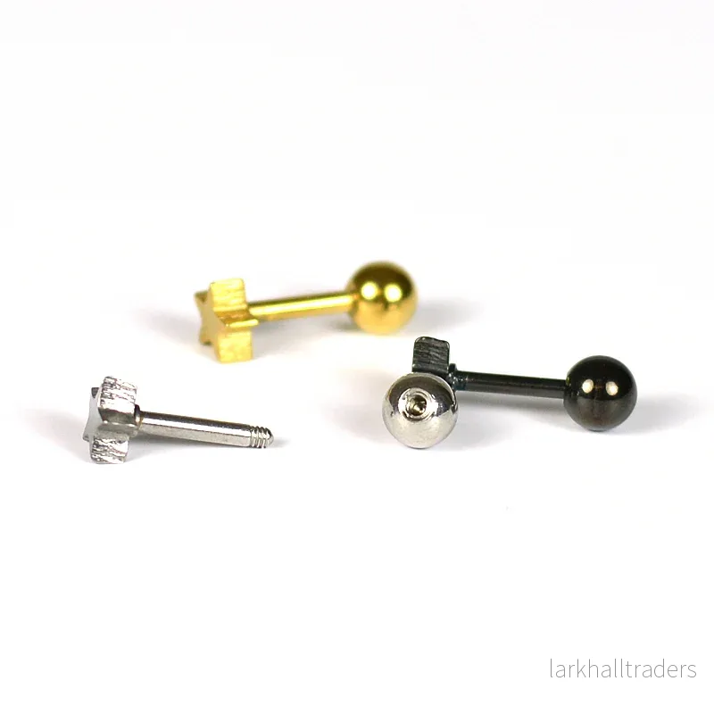 Örhänge / piercing i rostfritt stål, stjärna, 1 styck - Bild 2