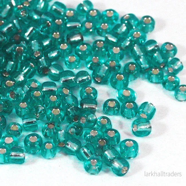Seed Beads, 4mm, silverlined turkos, 30g Seed Beads, 4mm, silverlined turkos, 30g