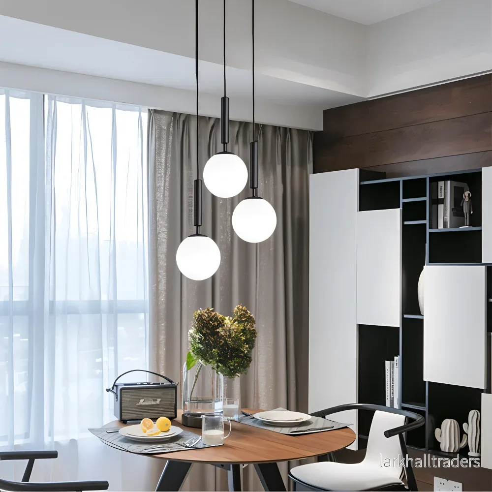 LunaSphere – Vit Glaspendellampa i Modern Nordic Design - Bild 3