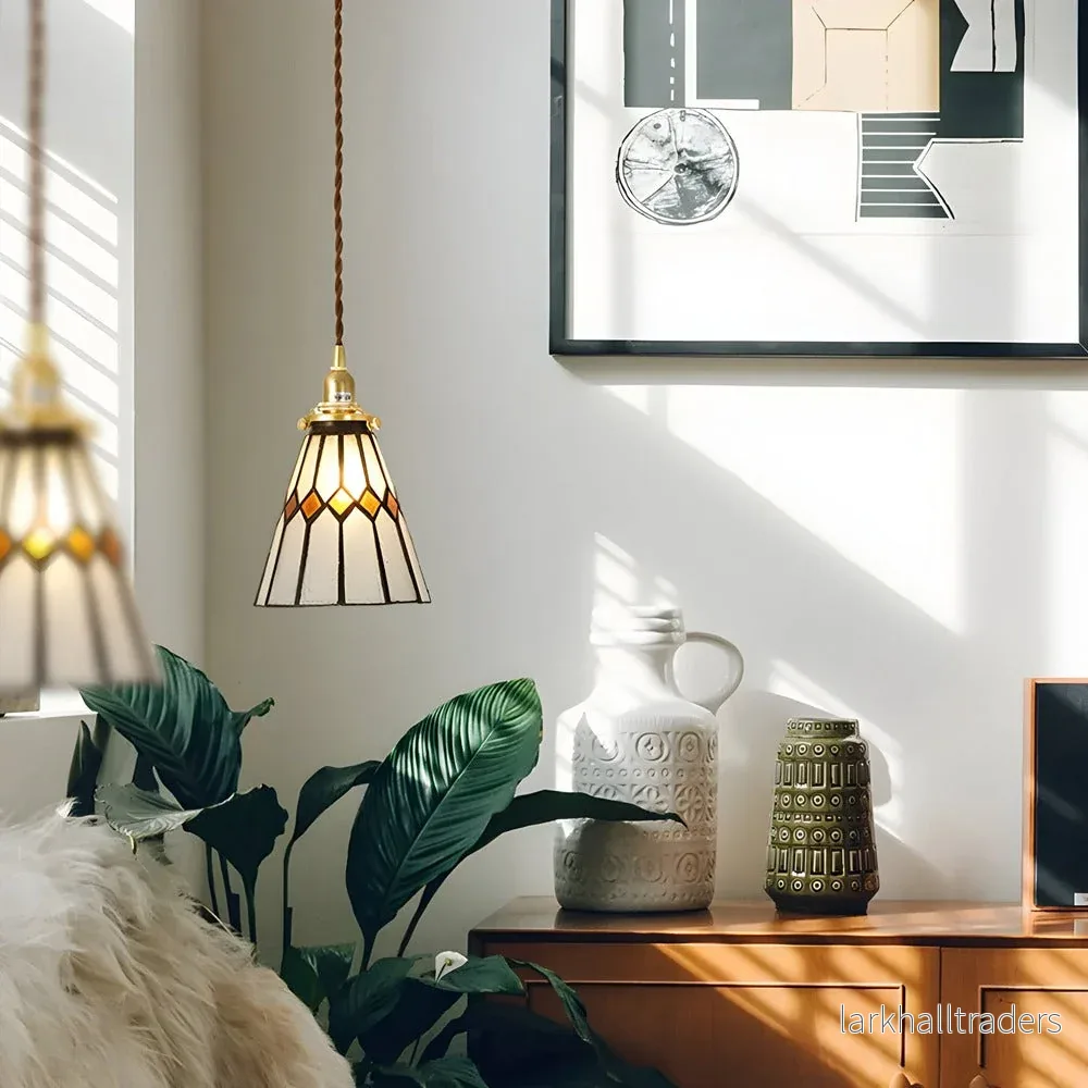 IllumaStyle – Japansk Retro Taklampa i Geometriskt Kopparglas - Bild 2