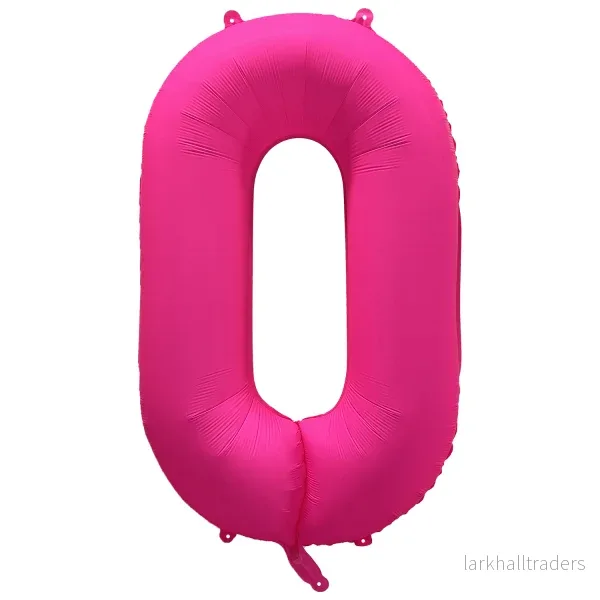 Folieballong siffra, 0 neon rosa 86 cm