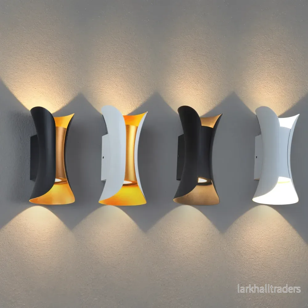 DualGlow Vägglampa – Dubbelsidig LED Vägglampa för Utomhusbruk i Svart/Guld Design - Bild 2
