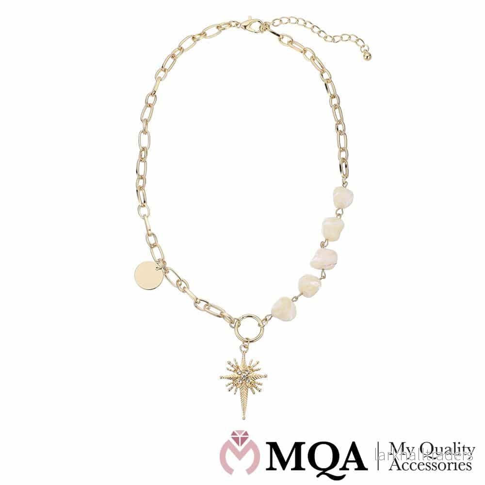 Halsband guldfärgat, stjärnhänge med små stenar, pärlor, charm, justerbar Halsband guldfärgat, stjärnhänge med små stenar, pärlor, charm, justerbar
