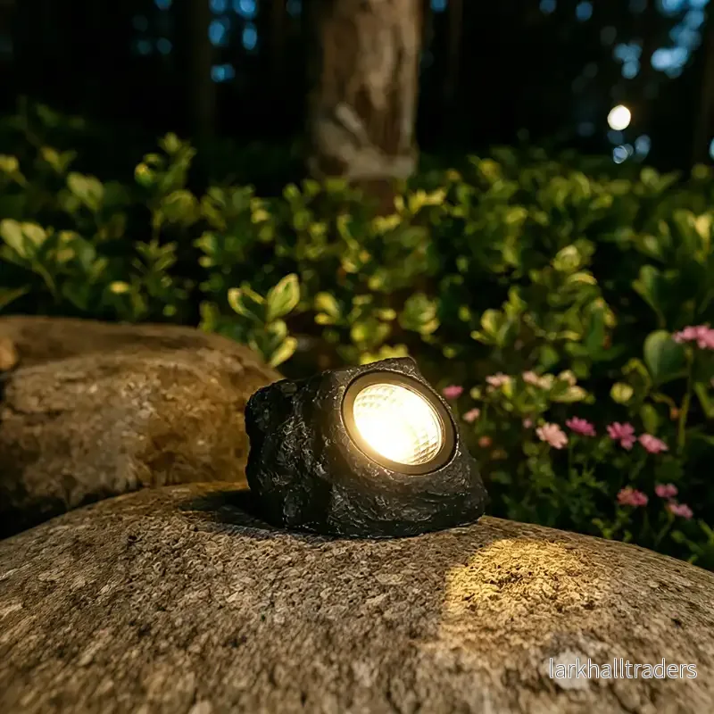 Solcellsdriven trädgårdslampa i stenlook med LED - Bild 3