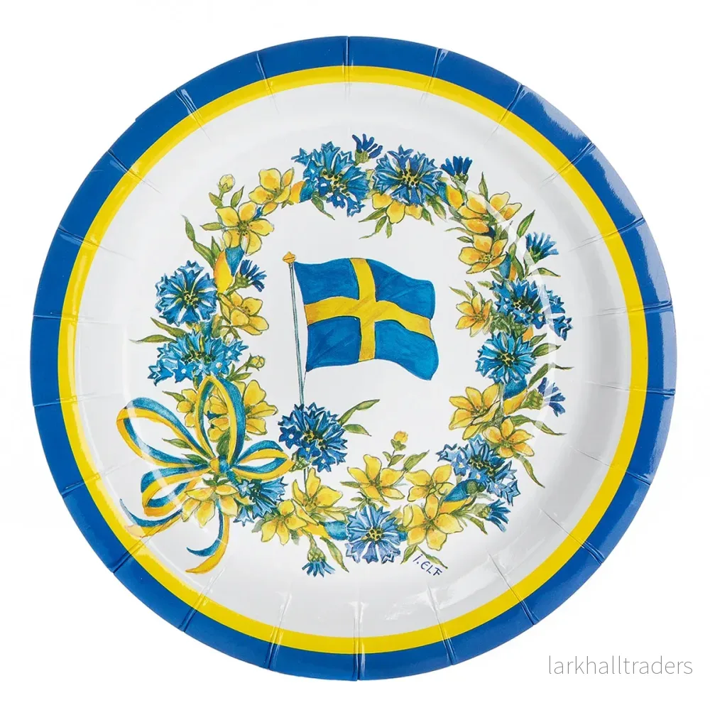 Tallrikar, svenska flaggan 8 st