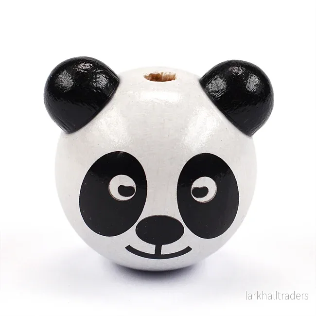 Rund motivpärla i trä, panda - Bild 2