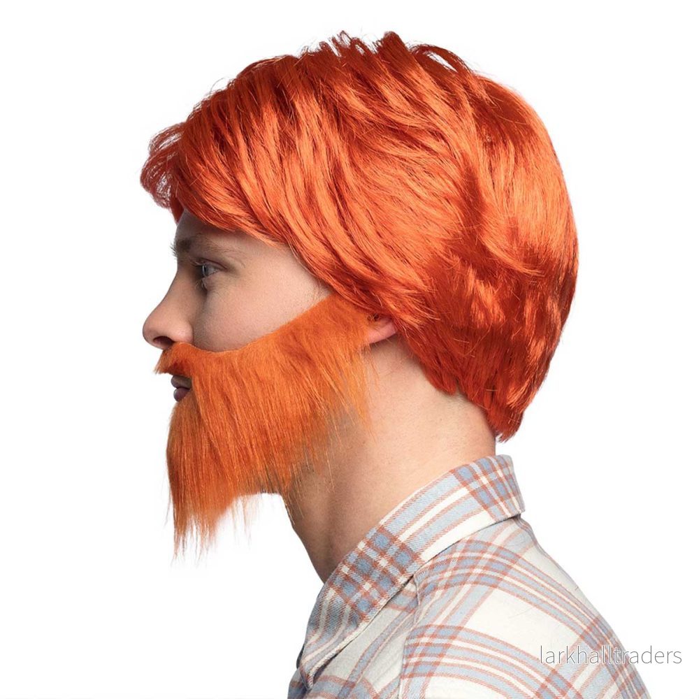 Peruk, orange med skägg - Bild 2