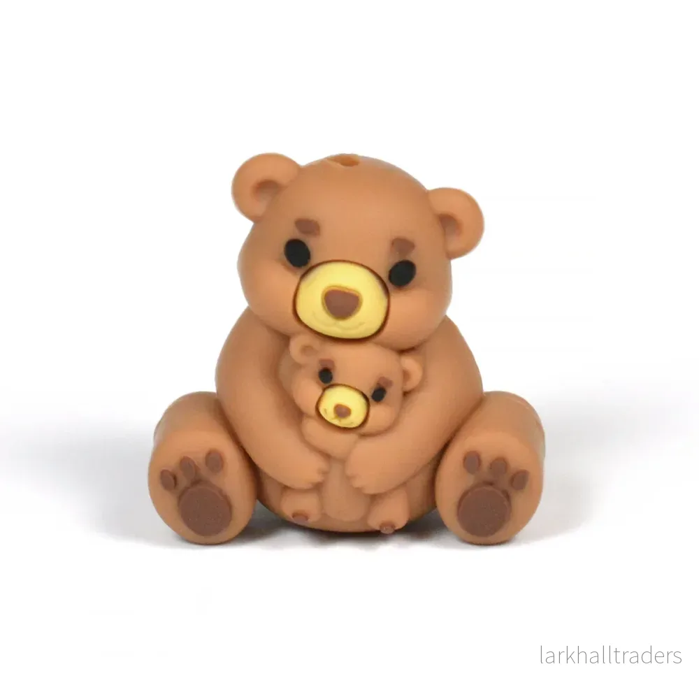 Motivpärla i silikon, 3D nalle *liten och stor*