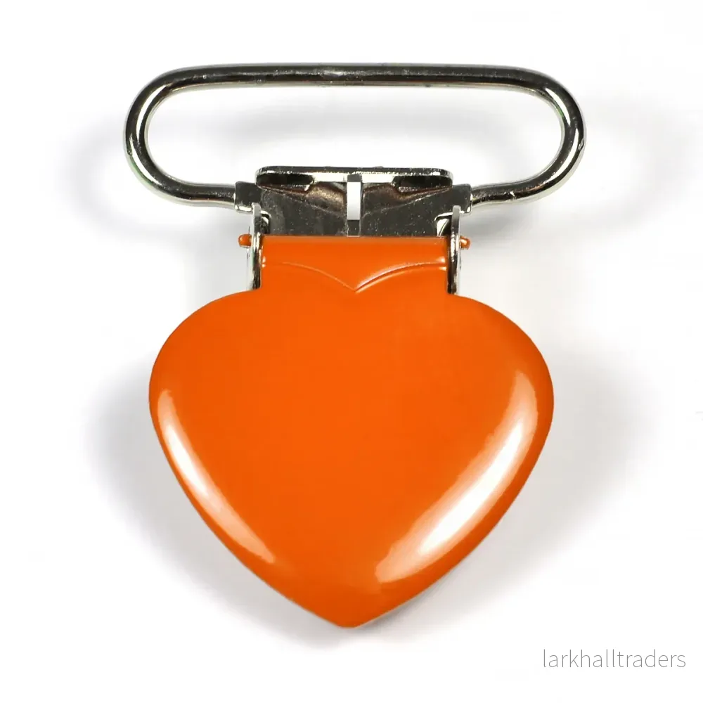 Metallclips, hjärta, orange