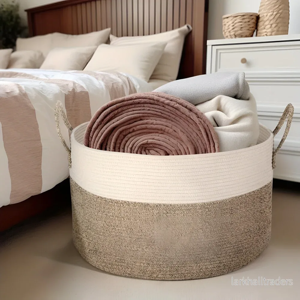 NordWeave XL – Flätad Förvaringskorg 51×34 cm i Brun/Grå - Bild 3
